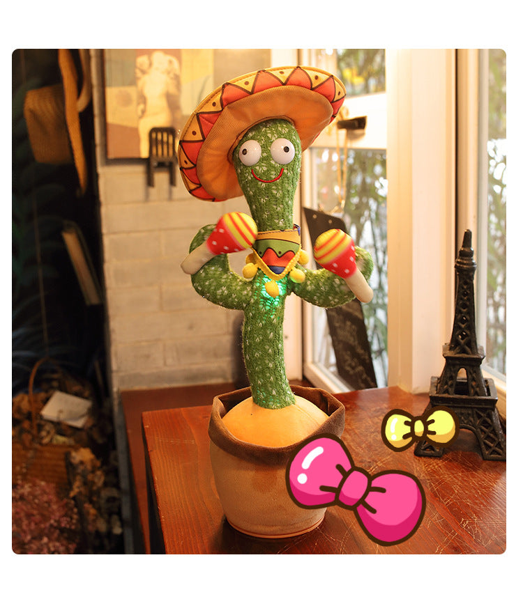 Luminous Electronic Dancing Cactus Recording Singing Decoration Gift For Kids Early Education Toys Knitted Fabric Plush Toy